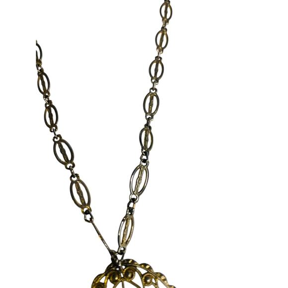 Goldtone Virgin Mary Madonna Pendant Filigree 24 Inch Necklace - Picture 5 of 7